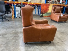 Leather Reclining Chair, 1 seater Brown Leather - 5