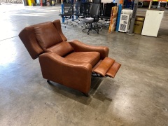 Leather Reclining Chair, 1 seater Brown Leather - 6