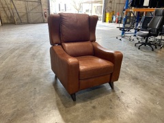 Leather Reclining Chair, 1 seater Brown Leather 
