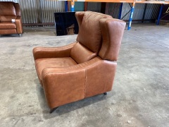 Leather Reclining Chair, 1 seater Brown Leather  - 3
