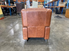 Leather Reclining Chair, 1 seater Brown Leather  - 4