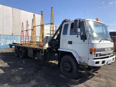 1994 Isuzu FVM 6 x 2 Crane Truck 8m Tray with A Frame