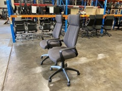 2 x Ergonomic Executive Chairs on Castors, Grey Fabric - 3