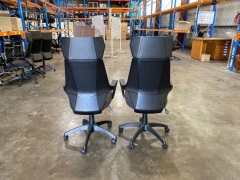 2 x Ergonomic Executive Chairs on Castors, Grey Fabric - 4