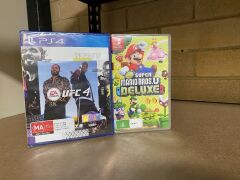 UFC4 PS4 Game and Super Mario Bros U Deluxe Nintendo Switch Game