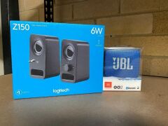 Logitech Z150 2.0 Stereo Speakers and JBL GO2 Waterproof Ultra Portable Bluetooth Speaker Blue - 3