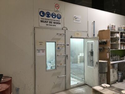 Heated PAINT SPRAYING BOOTH AND DRYING OVEN TOTAL 286 SQM Aluminium Sandwich Panel Construction comprising: