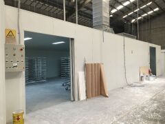 Heated PAINT SPRAYING BOOTH AND DRYING OVEN TOTAL 286 SQM Aluminium Sandwich Panel Construction comprising: - 2