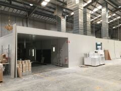 Heated PAINT SPRAYING BOOTH AND DRYING OVEN TOTAL 286 SQM Aluminium Sandwich Panel Construction comprising: - 3