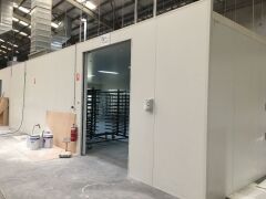Heated PAINT SPRAYING BOOTH AND DRYING OVEN TOTAL 286 SQM Aluminium Sandwich Panel Construction comprising: - 12