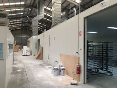 Heated PAINT SPRAYING BOOTH AND DRYING OVEN TOTAL 286 SQM Aluminium Sandwich Panel Construction comprising: - 13