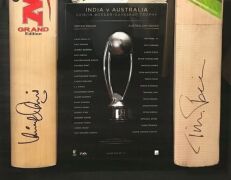 The Border-Gavaskar Trophy – India v Australia 2018/19 Captains Signed Framed Cricket Bats - 3