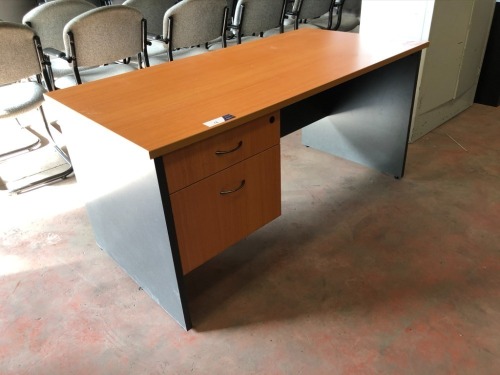 1 x Timber 2 Drawer Office Desk, 1500 x 750 x 725mm H