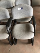 6 x Grey Fabric Upholstered Steel Frame, Canterlever Office Chairs - 2