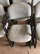 6 x Grey Fabric Upholstered Steel Frame, Canterlever Office Chairs - 3