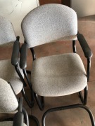 6 x Grey Fabric Upholstered Steel Frame, Canterlever Office Chairs - 7
