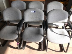 6 x Grey Fabric Upholstered Steel Frame, Canterlever Office Chairs