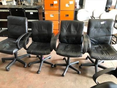 4 x Black Vinyl Upholstered Medium Back Office Chair