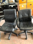 4 x Black Vinyl Upholstered Medium Back Office Chair - 2