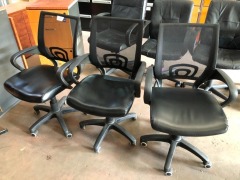 3 x Black Vinyl & Mesh Back Upholstered Office Chairs