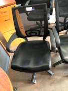 3 x Black Vinyl & Mesh Back Upholstered Office Chairs - 2