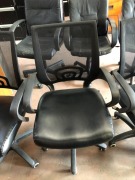 3 x Black Vinyl & Mesh Back Upholstered Office Chairs - 3