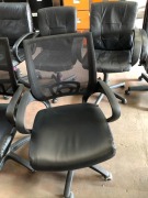 3 x Black Vinyl & Mesh Back Upholstered Office Chairs - 4