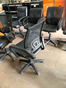 3 x Black Vinyl & Mesh Back Upholstered Office Chairs - 5