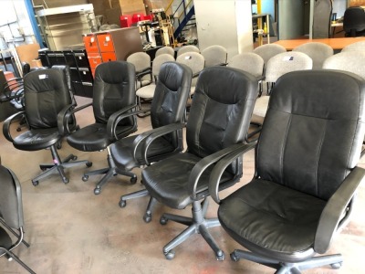 5 x Black Vinyl Upholstered High Back Office Chairs