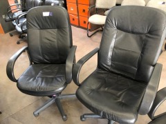 5 x Black Vinyl Upholstered High Back Office Chairs - 2