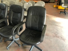 5 x Black Vinyl Upholstered High Back Office Chairs - 4