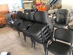 16 x Black Fabric Upholstered Stackable Chairs with Steel Frame