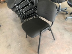 16 x Black Fabric Upholstered Stackable Chairs with Steel Frame - 2