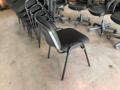 16 x Black Fabric Upholstered Stackable Chairs with Steel Frame - 4