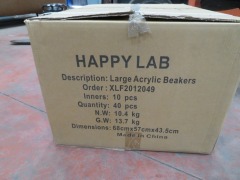 40 x 2000ml Acrylic Beakers in Box, Happy Lab Brand. Box size: 680 x 570 x 435mm H - 6