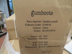 100 x 400ml Acrylic Beakers in Box, Gumboots Brand. Box size: 415 x 340 x 665mm H - 5