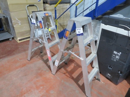 2 x Rhino Double Sided Aluminium Step Ladders, 1200mm H