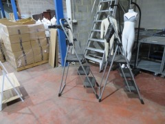 2 x Gorilla 3 Step Folding Ladders, Top Step 800mm H, overall 1500mm H