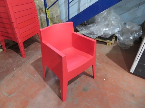 10 x Red Plastic Moulded Stackable Chairs