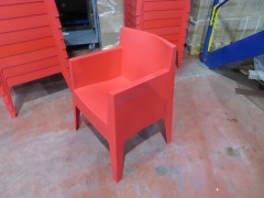 10 x Red Plastic Moulded Stackable Chairs - 2