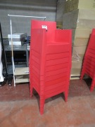 10 x Red Plastic Moulded Stackable Chairs - 3