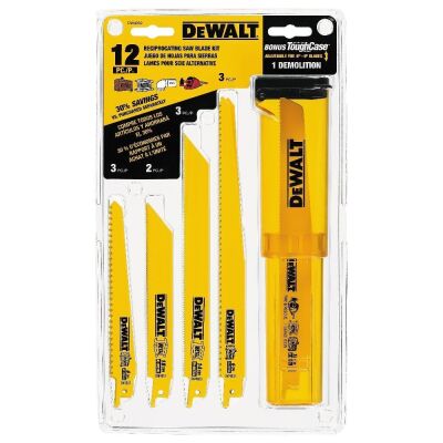 DeWALT 12pc Set Bi-Metal Reciprocating Saw Blades and Tough Case.(DW4892)