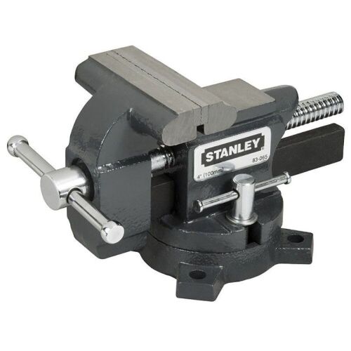 STANLEY 100mm FatMax Bench Vice, Cast Iron Construction, Swivel Locking Base.(1-83-065)