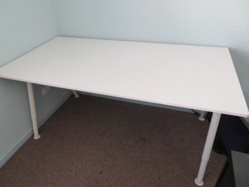 3 x White Tables, Steel Frame, White Melamine Top, 1600 x 800mm