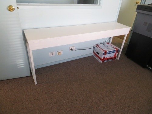 1 x White Side Table, Steel Frame, 1800 x 300 x 850mm H