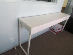 1 x White Side Table, Steel Frame, 1800 x 300 x 850mm H - 2