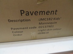 2 x Mannequins (New in Box) Description: JMC182 Kids, Light Skin Colour, Carton size: 1180 x 43 x 34mm H, Weight: 14Kg - 2