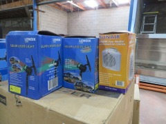 5 x Lennox Solar Laser Lights, Model: LL604 & 1 x Sunray 2400 W Fan Heather
