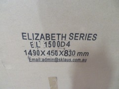 SKL Vanity Cabinet, Elizabeth Series, EL1500 D4, 1490 x 450 x 830mm H, Gloss White - 3