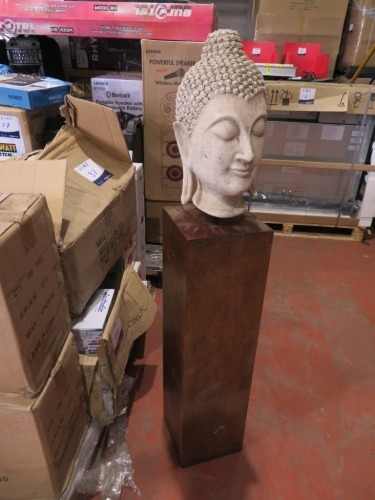 Balinese Head on Timber Stand, 250 x 250 x 1300mm H